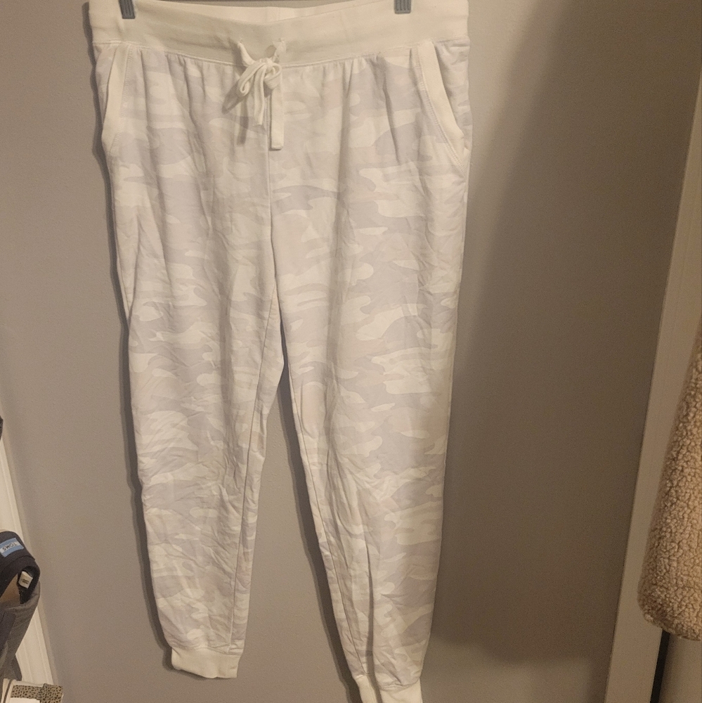 White Camouflage Joggers